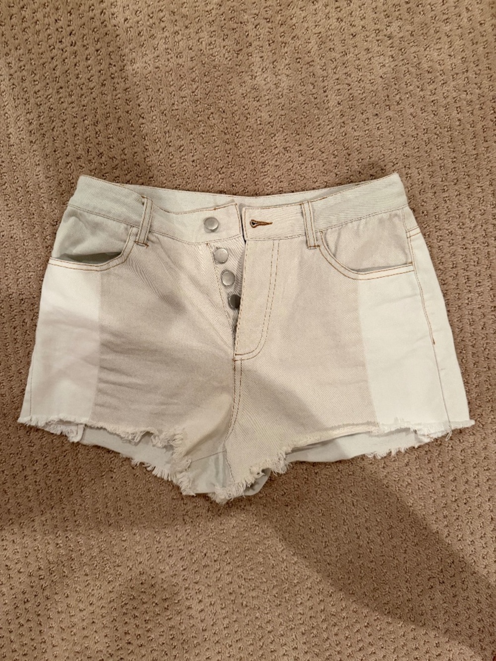White/Gray Colorblock Jean shorts